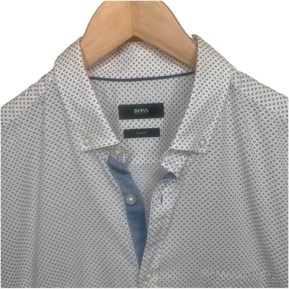 BOSS HUGO BOSS Reed Slim Fit Shirt Modern Essential Short Sleeve Button Down - Picture 10 of 16